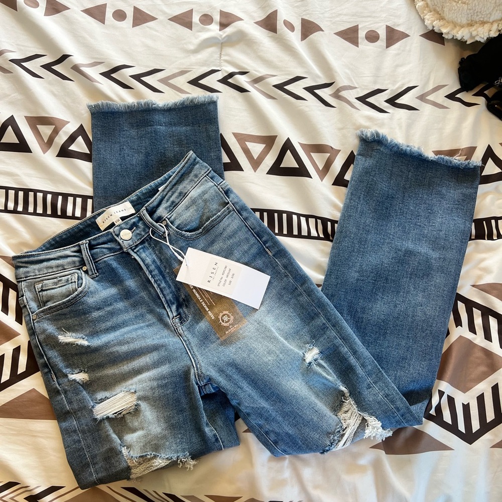 Trendy Blue Distressed Jeans